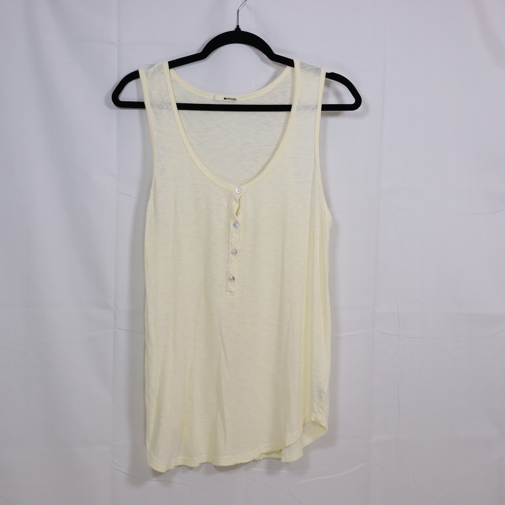 LAmade Henley Tank Top L‎ Yellow Womens Supima Cotton Slub Casual